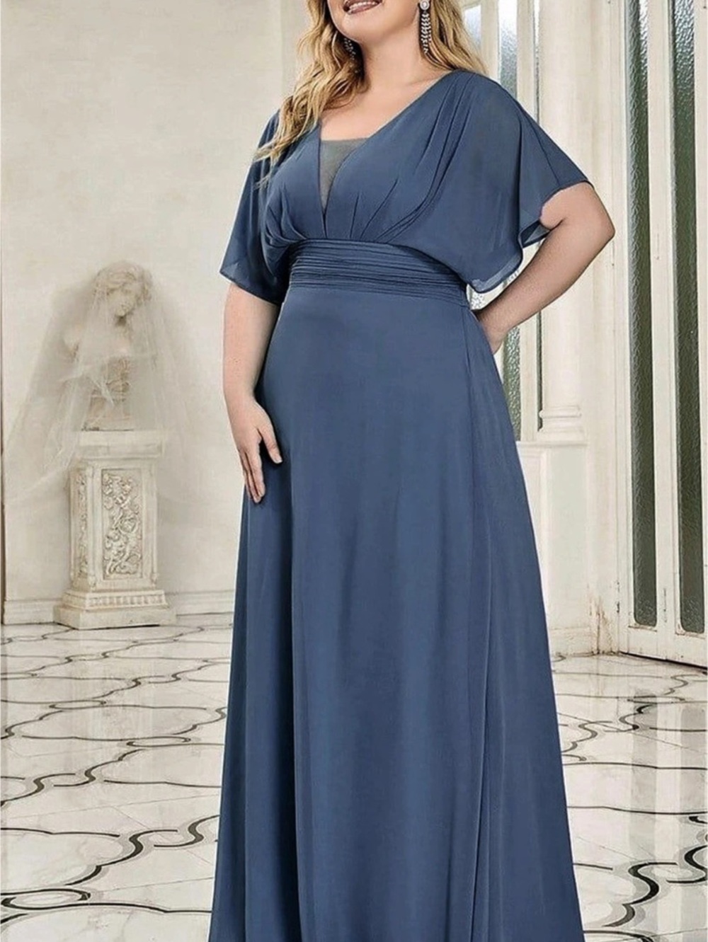 Ever Pretty Ambryn Empire Waist Dusty Blue Chiffon Formal Maxi Evening Dress 2XL
